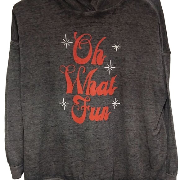 Lane Bryant Tops - Lane Bryant Gray Hoodie With "Oh What Fun" Graphic Size 14/16 55% Cotton & 45% P